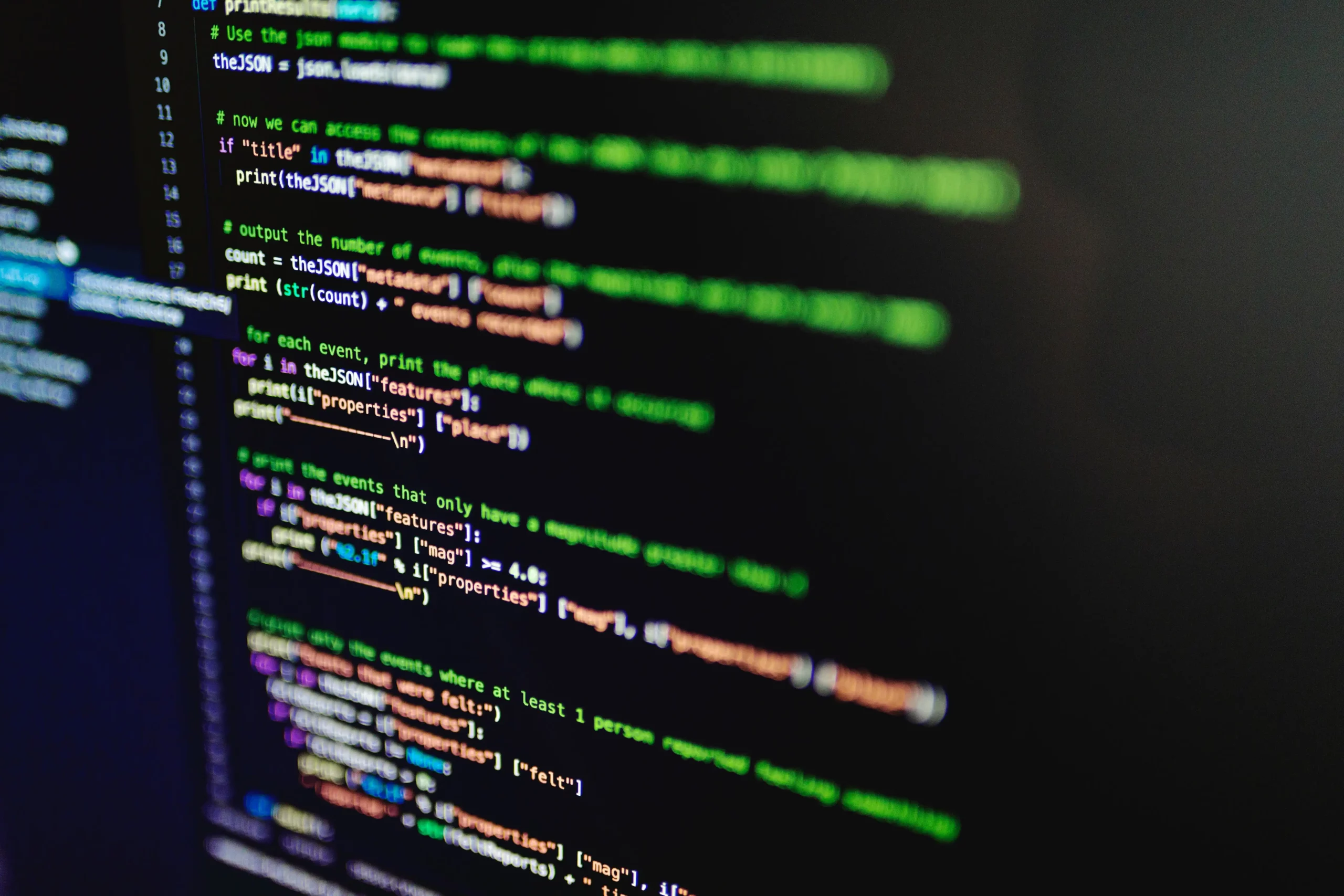 Screen displaying code representing payroll data security and privacy, with a focus on protecting sensitive employee and salary information.