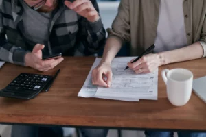 Tax documents and files prepared for a tax refund